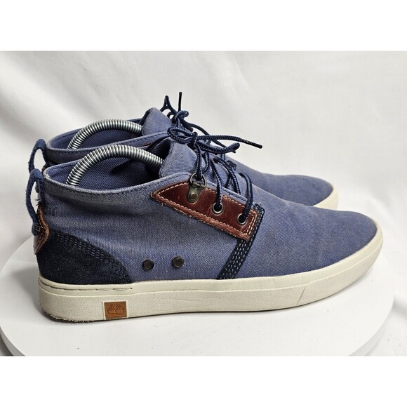 Timberland Amherst Blue Canvas Mid Top Chukka Sneakers Women's 9.5 - Picture 2 of 8
